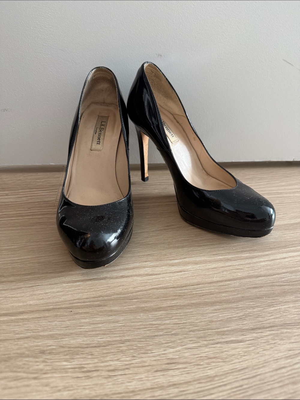 LK Bennett Black Patent Platform Pumps